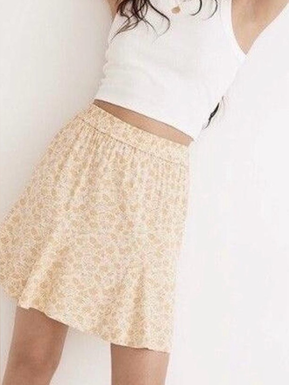 Madewell Light Yellow Floral A-Line Skirt - Women's Skirt M